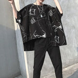 Sadcore Vintage print – Mens T Shirt Irregular Bat Sleeve Cape T Shirt Fashion Perso