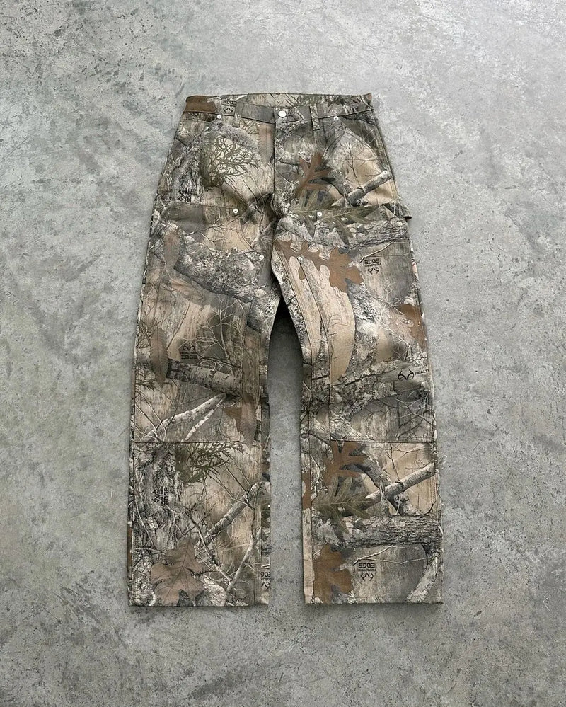harajuku y2k camouflage tiedye hoodie and pants two piece set streetwear unisex oversized outdoors camo sweatshirts men clothing relaxed fit trousers