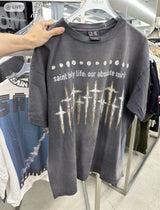 Harajuku streetwear top featuring summer retro vintage fashion washed distressed high street t shirt tops