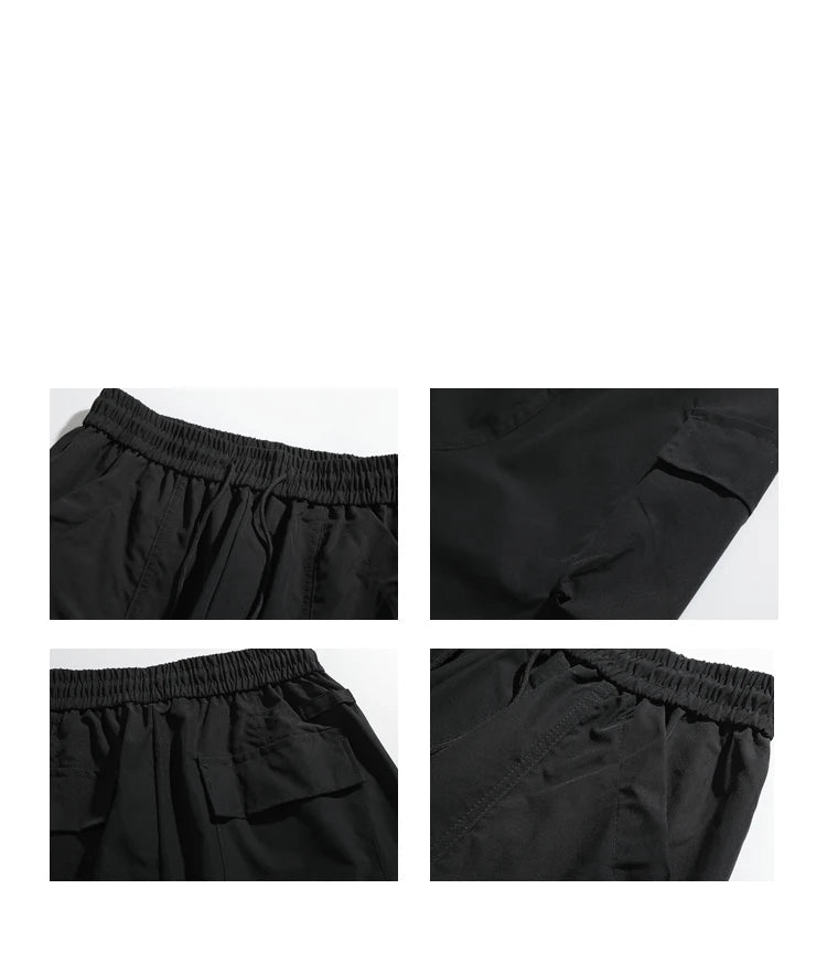 multi pocket mens wide leg straight cargo pants korean fashion track pants male casual loose mopping trousers four seasons unique cargo style 1025