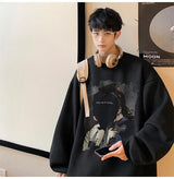 Mens Oversized Love No Watting Letter Graphic Sweatshirts 2025 Korean