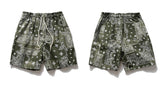 Mens Paisley Printed Shorts Hip Hop Loose Elastic Waist Sweat Shorts Casual Harajuku Drawstring Streetwear Sportswear Joggers