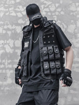menswear fashion piece featuring hip hop sleeveless vests adjustment cargo waistcoat with pockets zipper military jacket fashion streetwear mens tactical vests design – premium quality jacket for men