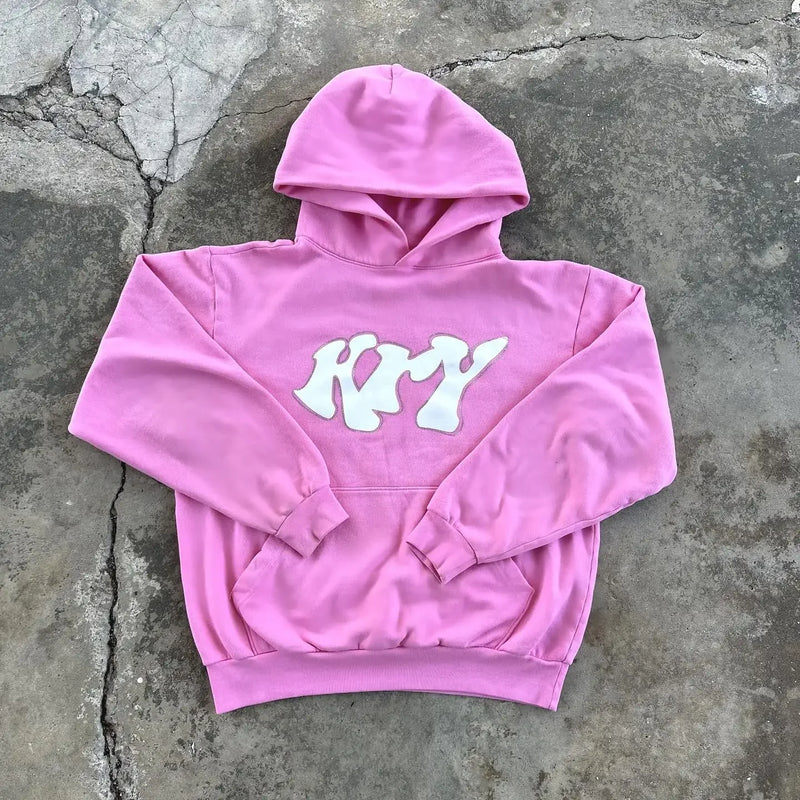 y2k goth trend letter print oversized pullover men's 2024 streetwear casual Harajuku loose versatile sweatshirt hoodie top