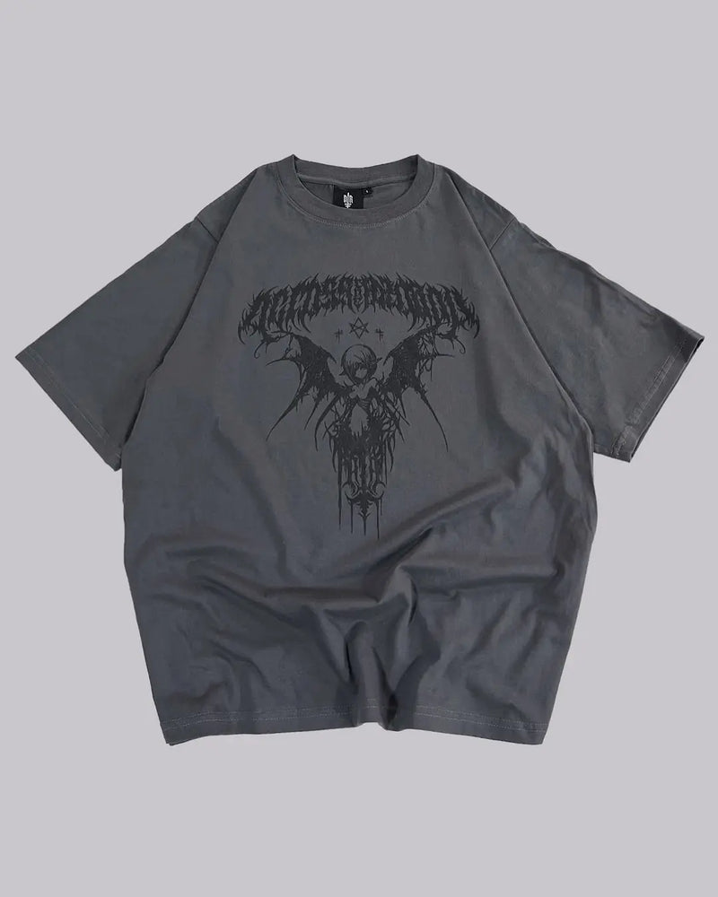 Skatercore Chrome logo – Harajuku Oversized T Shirt With New Gothic Devil Angel Lette