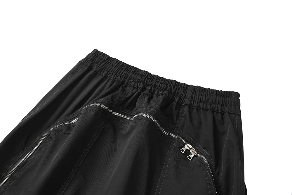 high street zipper pockets vibe style baggy drawstring summer shorts for men straight loose casual knee length pants oversized unique shorts style 4636