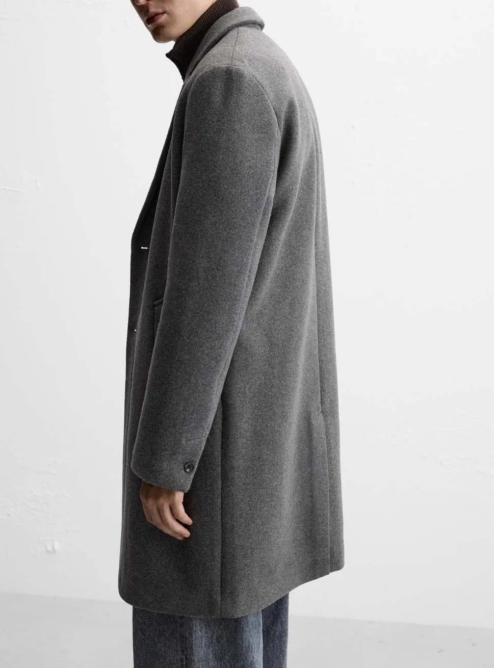 European and American men's medium and long 40% wool woolen gray suit