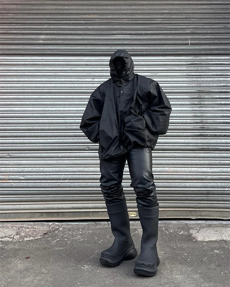 trapwear chrome print featuring autumn kanye high street coated fabric waterproof extra loose mens and womens large charge shirts