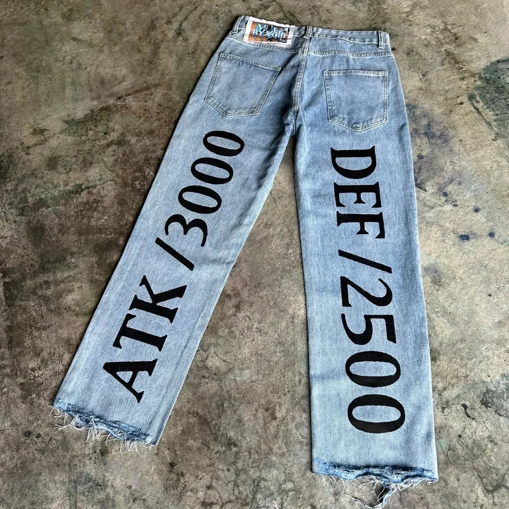 harajuku high street y2k baggy jeans punk popular print wide leg denim pants jeans streetwear trouser men clothing unique jeans style 2151