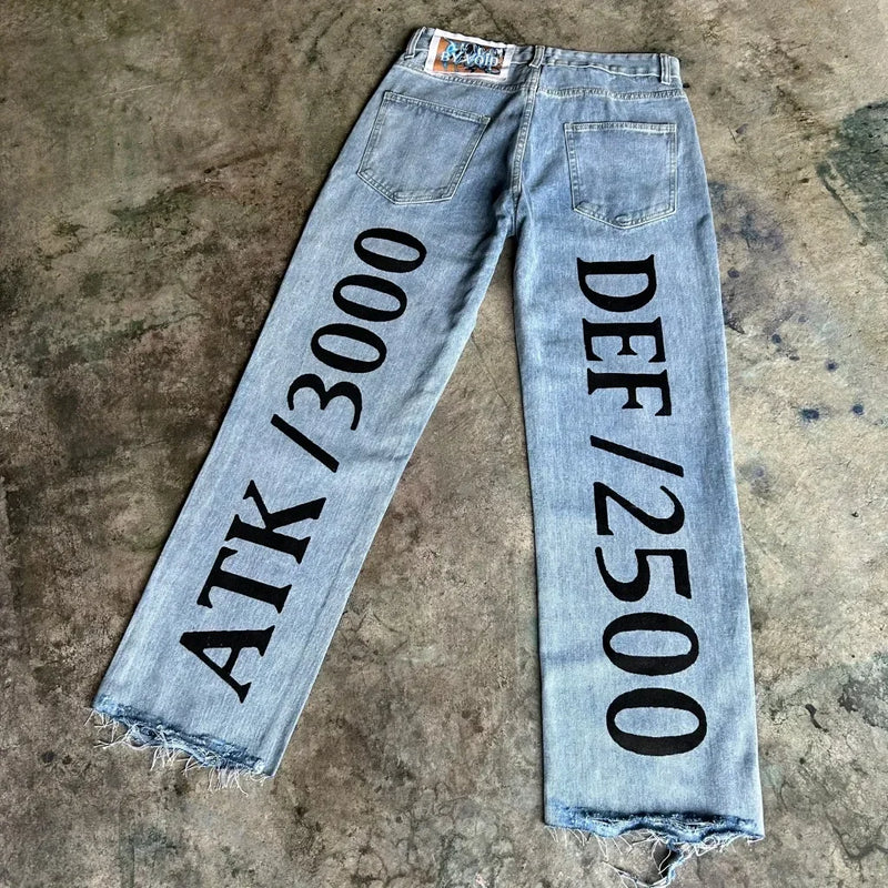 harajuku high street y2k baggy jeans punk popular print wide leg denim pants jeans streetwear trouser men clothing unique jeans style 2151