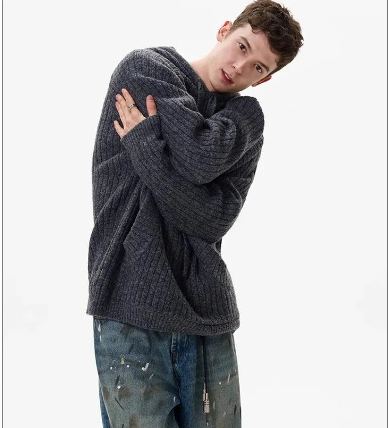 oversized knit pullover, fall/winter fashion, soft knit pullover with flame design, y2k fashion statement