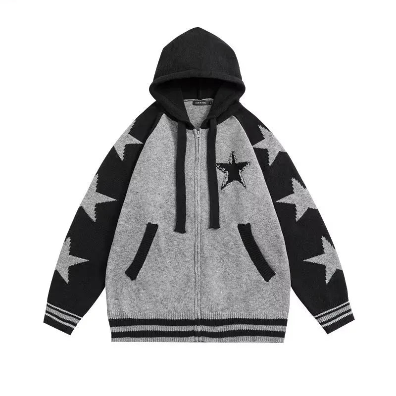 grunge fire sweater, streetwear drip, cozy knitwear for men, oversized grunge aesthetic winter top