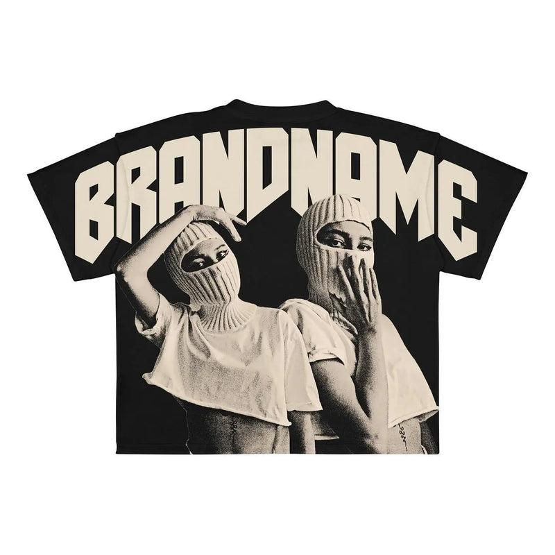 Trapwear Anime panel – New European And American Trendy Gothic Print Oversized T Sh