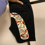 Harajuku Y2K Men's Gym Shorts Evisued Shorts Casual Japanese Fashion Brand M Printed Wide Leg Shorts Summer Men Clothing