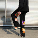 preppy style letter embroidery straight men baggy tracksuit pants y2k clothes sweatpants male drawstring casual long trousers unique joggers style 1071