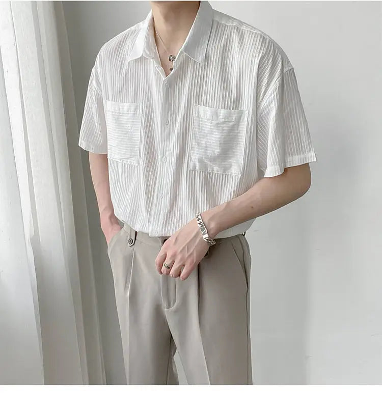 2023 Summer New Fashion Simple Style Loose Short-sleeved Fashion Shirts Men Tops Trendy All-match Short-sleeved BoutiqueClothing