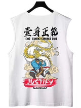 Vaporwave Melting smiley – New Cartoon Japanese Retro Print Sleeveless T Shirt Mens