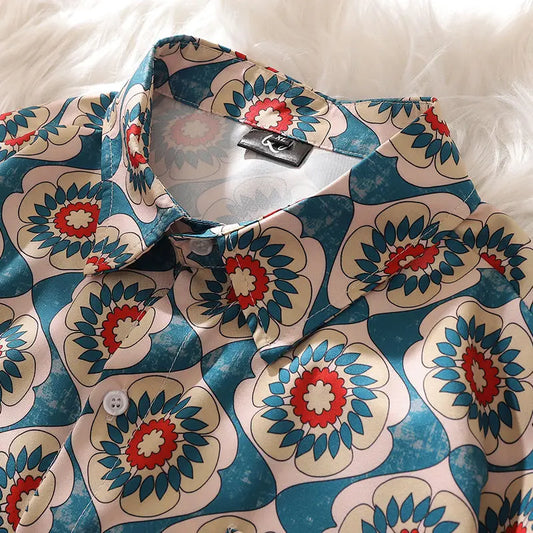 Grunge Oversized shirt – Vintage Flower Brand Shirts Elegant Men Women Casual Blouse