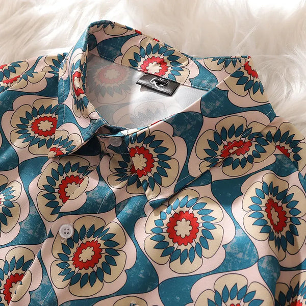 Grunge Oversized shirt – Vintage Flower Brand Shirts Elegant Men Women Casual Blouse