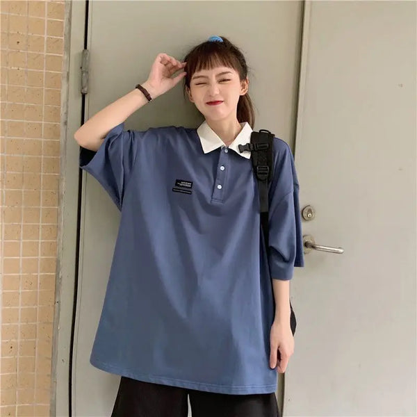 Vaporwave Chrome logo – Pure Cotton Hong Kong Style Pure Cotton Polo Shirt Short Sle