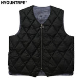 hip hop loose jacket vest unisex casual cotton padded vests mens harajuku streetwear printed sleveless warm reversible coat s - variant style cf17db for streetwear fashion