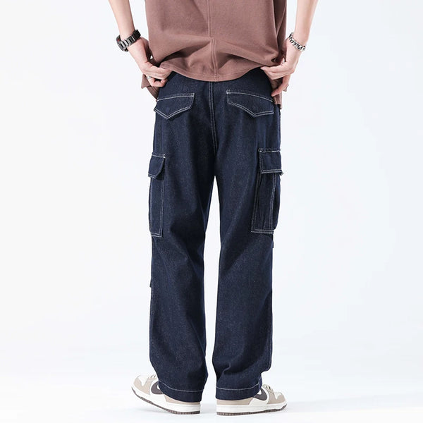 men autumn summer streetwear fashion plus size loose casual straight cargo jeans pant campus boy jeans trousers military streetwear pants