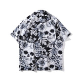 Dark Icon Skeleton Floral Men's Shirt Summer Vintage Shirts for Men Male Top