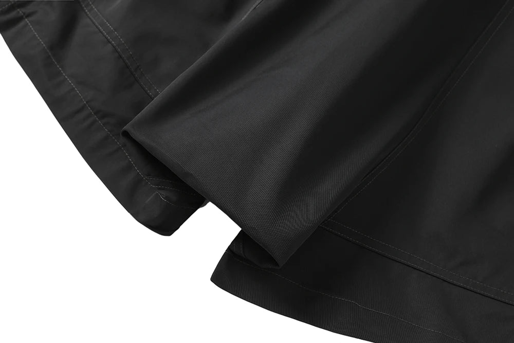high street zipper pockets vibe style baggy drawstring summer shorts for men straight loose casual knee length pants oversized unique shorts style 4639