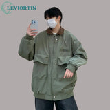 menswear fashion piece featuring american style men loose pilot jacket multi pocket retro casual corduroy patchwork lapel jacket male outerwear workwear jacket design – premium quality jacket for men