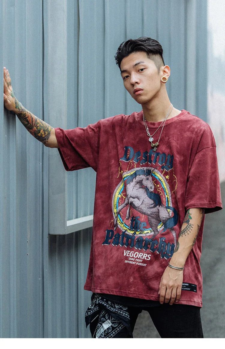 Sadcore Vintage t-shirt – 2023 Tshirt Streetwear Retro Tie Dyed House Graphic T Shirts