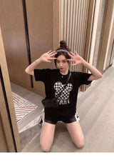 Gothic Aesthetic print tee – New Luxury Sweet Girl Giraffe Diamonds Crystals T Shirts Kor