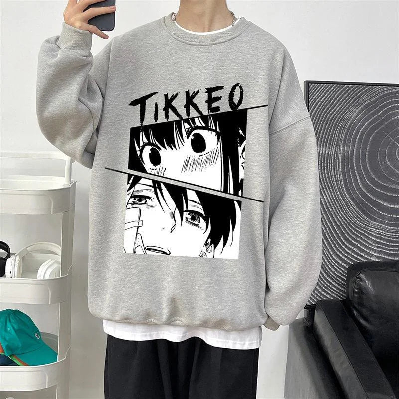 Autumn Japanese Anime Fashion Men Sweatshirt Graphic Fleece Y2K Clothes