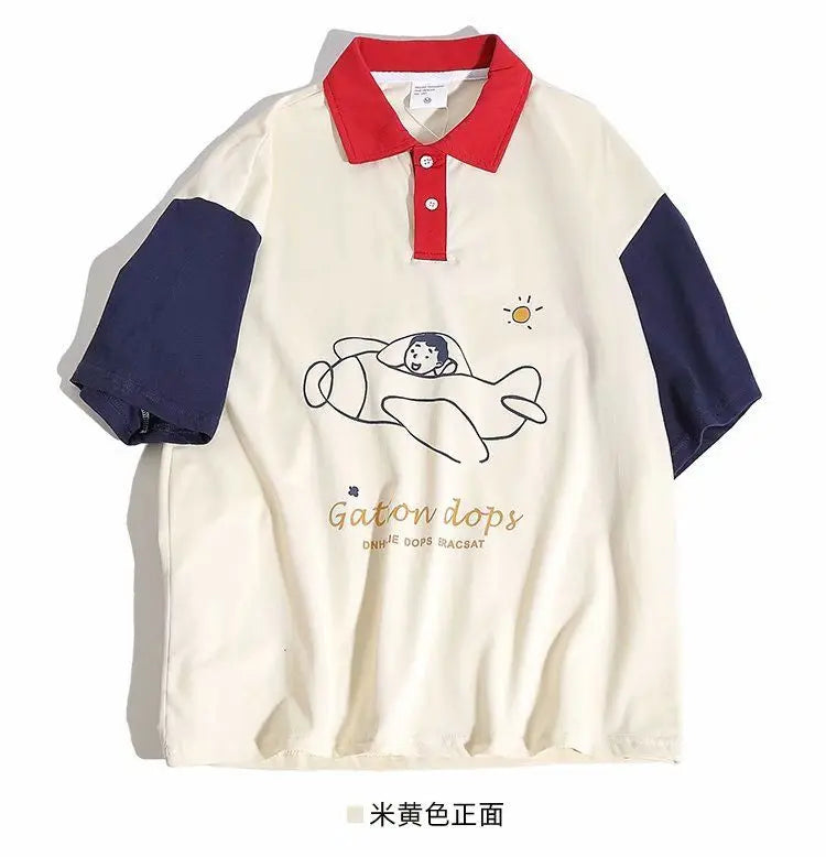 Harajuku Melting smiley – 2024 Summer New Trendy Men And Women Polo Short Sleeved Coup