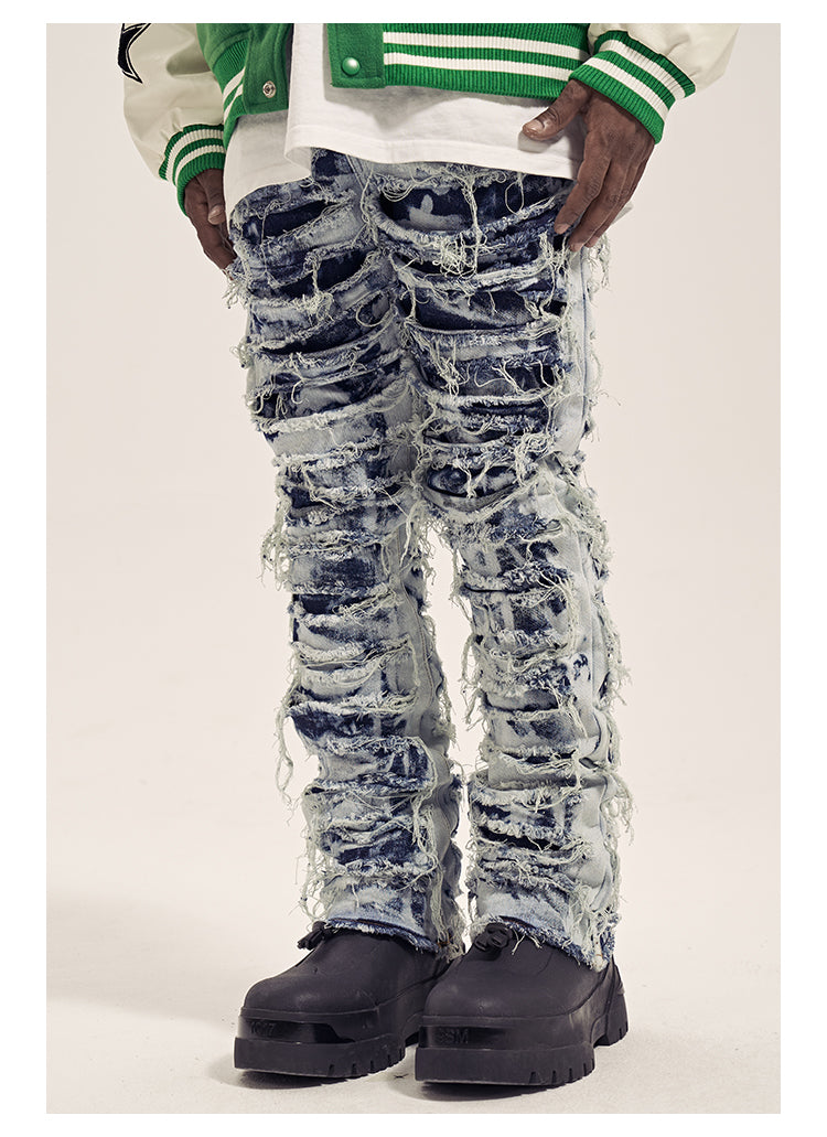 men distressed ripped destroied denim jean pants new fashion patchwork biker jeans streetwear slim pants jogger y2k men s jeans unique joggers style 4014