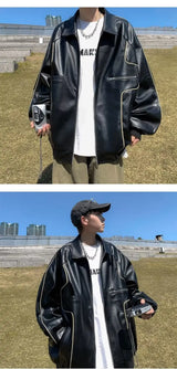 American Retro Pu Leather Jacket Spring And Autumn Hiphop High Street