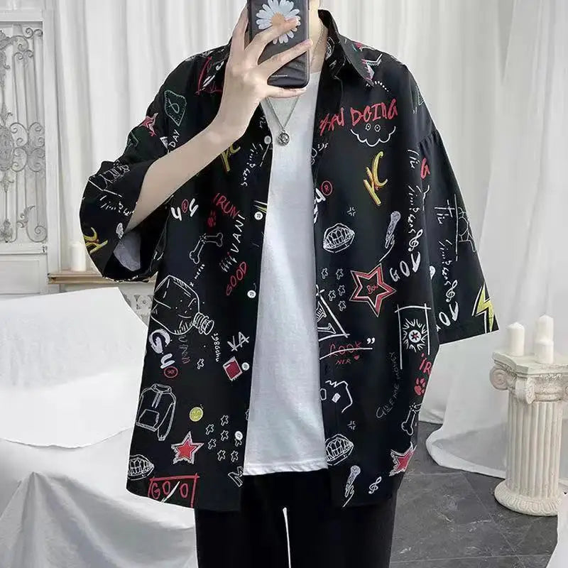 2023 Summer New Light Luxury Fashion Shirt Men Loose Casual Short-sleeved Shirt All-match Boutique Clothing Simple Style