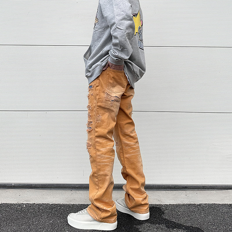 american high street washed torn jean mens y2k baggy ripped jeans cat whisker patch straight tube casual pants jeans hip hop unique jeans style 804