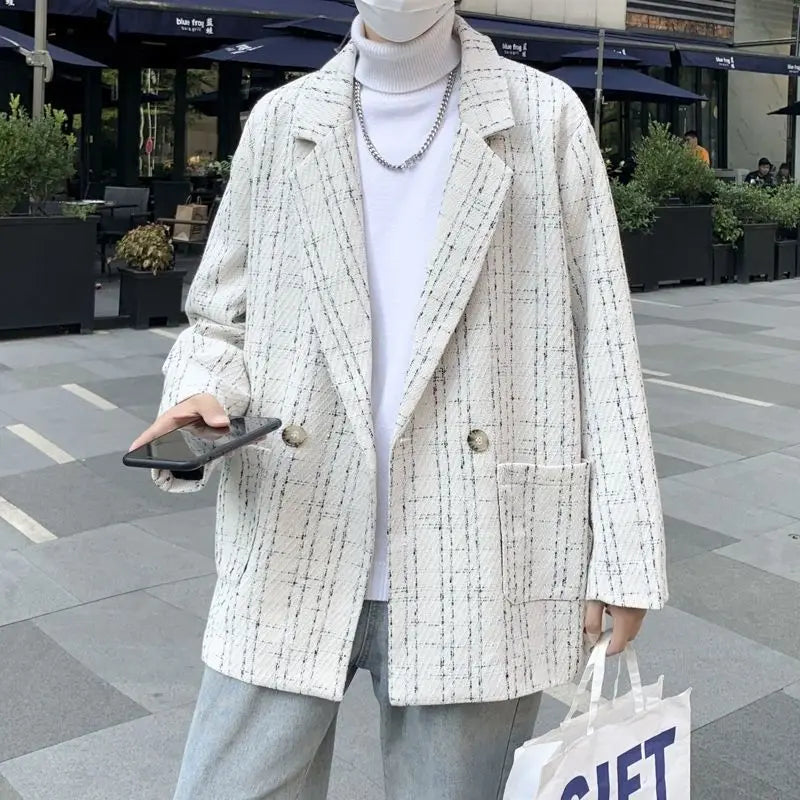 Small Fragrance Suit Mens Jacket Lazy Wind Ruffian Handsome Korean Ver