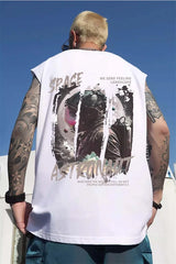 Glitchcore Melting smiley – Summer Anime Astronaut Graphic Print Sleeveless Tee Shirts F
