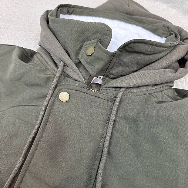 2024AW new cotton dress solid color hooded multi-pocket jacket