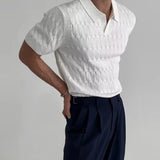 Y2k Graphic tee – Summer New Knitted Polo Shirt Mens Short Sleeve Casual Half