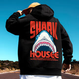 New In Anime Shark Graphic Printed Hooded Sweatshirts Men Hip Hop Fash