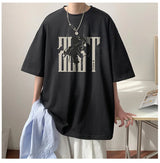 Y2k Crying character – 2024 New American Letter Print Short Sleeve Tee Shirt Mens