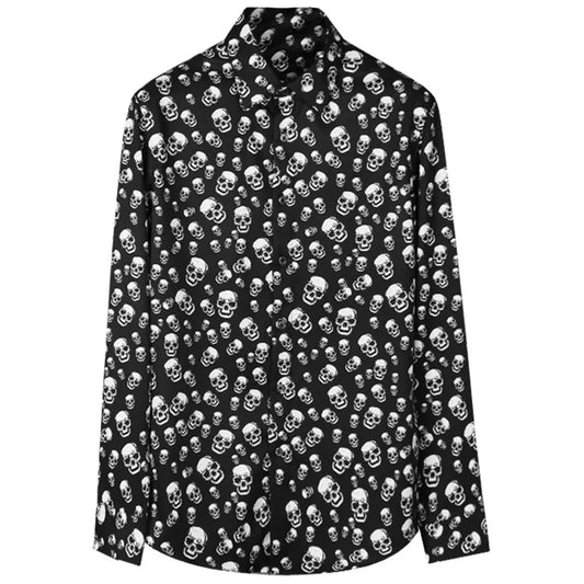 New 2021 Men luxurious classic Skull Head Fashion Cotton Casual Shirts Shirt high quality Pocket Long-sleeves S 2XL #D232