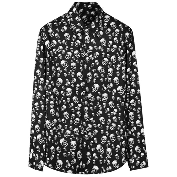 New 2021 Men luxurious classic Skull Head Fashion Cotton Casual Shirts Shirt high quality Pocket Long-sleeves S 2XL #D232