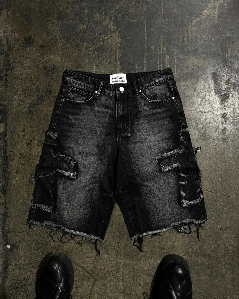 2024 new fashion comfortable versatile Gothic punk cross graphic print design casual denim short for men casual jorts shorts y2k