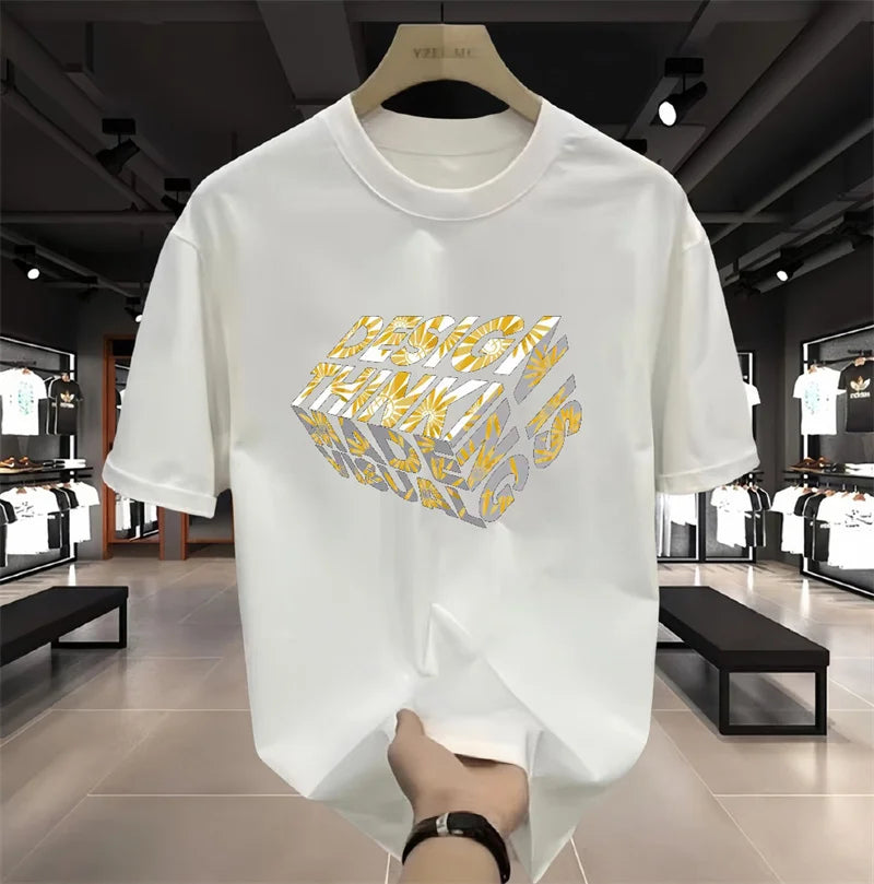 Vaporwave Graphic tee – 2024 Summer New Mens Letter Print Tshirts Cotton Short Sleeve
