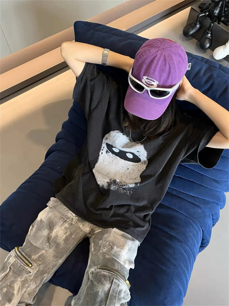 Skatercore Streetwear top – Summer Vintage Style Adf Nft Illustration Ye Doll Graffiti W