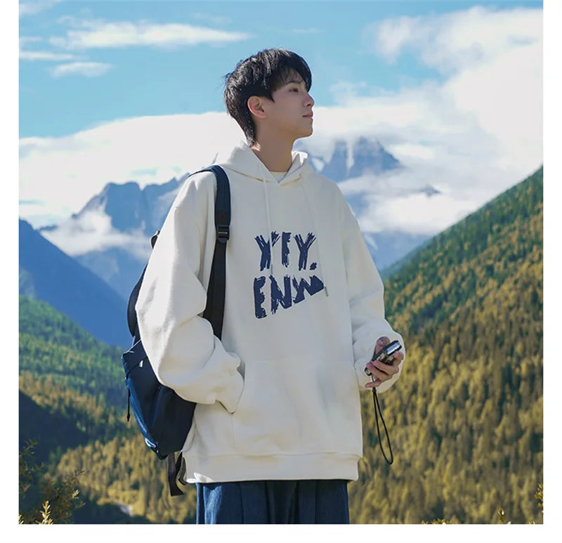 New Goth Oversized Pullover Hoodies For Men Letter Print Hooded Sweatshirts Hip Hop Aesthetic Harajuku Y2K Streetwear Hoodie