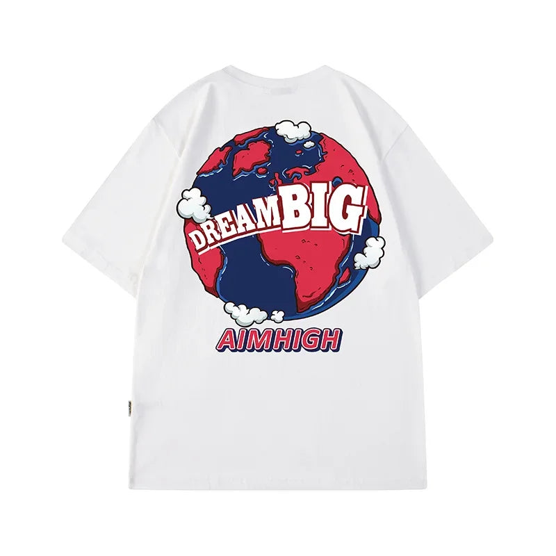 Skatercore Barcode glitch – Summer Funny Earth Printed T Shirt Men Creativity Oversized